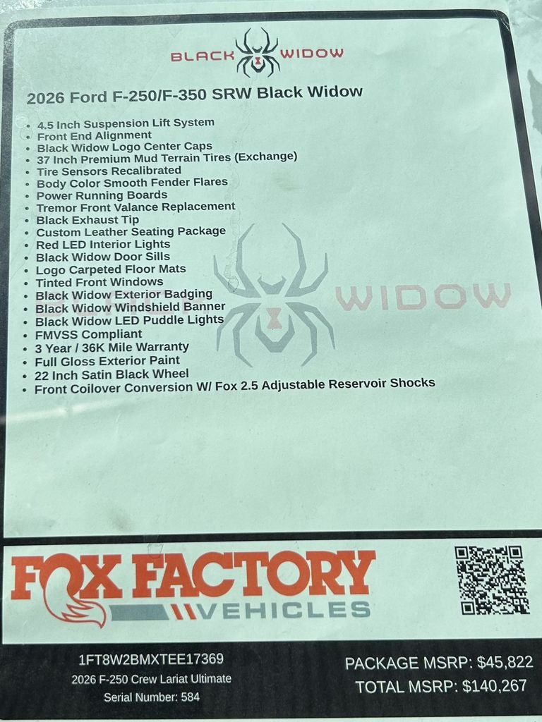 2026 Ford F-250SD Black Widow PTS