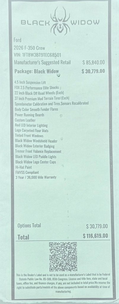 2026 Ford F-350SD Black Widow